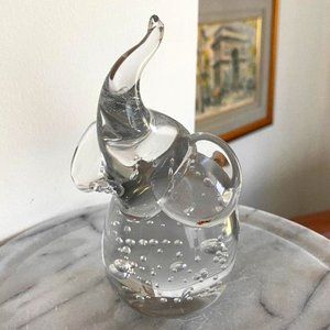 Vintage Lefton Baby Elephant Bullicante Glass Paperweight/Figurine